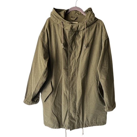 Eddie Bauer Jackets & Blazers - Eddie Bauer Hooded Striped Spring Fall Cotton Nylon Utility Rain Jacket M Green